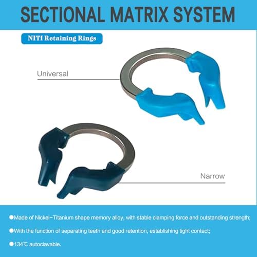 Dental Sectional Matrix System, Dental Sectional Contoured Matrices Refill Matrix Bands, Sectional Contoured Metal Matrices, Nickel Titanium Clamp Ring Resin Holder Clip Ring-C2