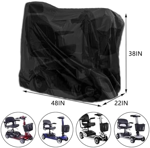 Sqodok Mobility Scooter Storage Cover, 420D Scooter Cover with Windproof Buckles Waterproof Scooter Weather Cover Protect from Dust Dirt Snow Rain Sun Rays, 48" x 22" x 38"