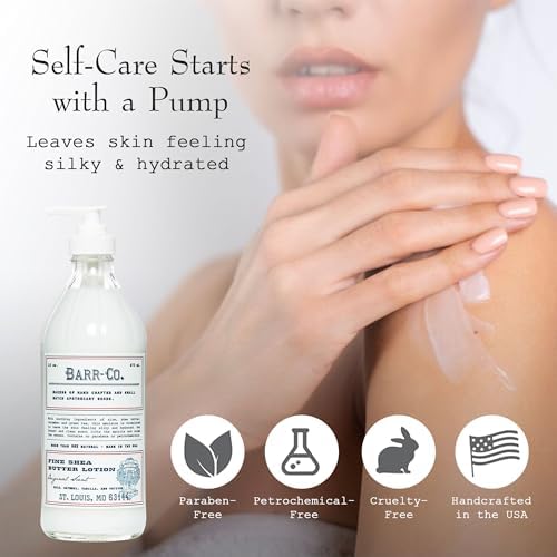 BARR-CO. Original Scent Shea Butter Lotion, Tranquil and Comforting Milky Scent with Oat, Vanilla & Vetiver, Shea Moisturizing Lotion for Sensitive Skin, 16 fl oz