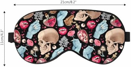 Goth Skull Sleep Eye Mask Halloween Mushroom Vampire Magic Witch Witchcraft Men Women Sleep Mask with Adjustable Strap Eye Cover Eye Shade for Travel, Nap,Meditation