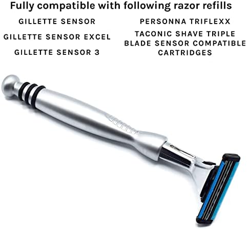 Taconic Shave, Gillette Sensor & Sensor Excel Compatible Heavyweight Triple Blade Pivot Head Razor, Includes 1 Preloaded Blade - Delivers a Smooth, Close & Comfortable Shave