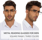 NaNaKo 3 Pack Reading Glasses for Men, Lightweight Blue Light Blocking Metal Frame Mens Readers