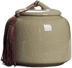 Airtight Tea Container Chinese Retro Large Ceramic Tea Cans Household Sealed Celadon Storage Black Ceramic Tea Caddy(E)