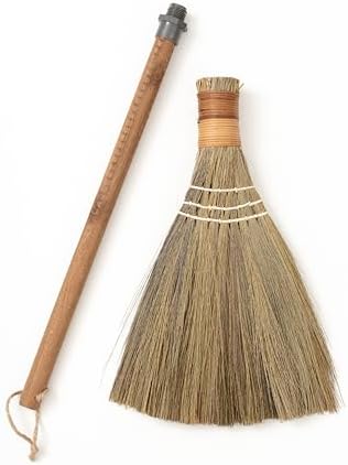 BMart Home Natural Whisk Sweeping Hand Handle Broom - Vietnamese Straw Soft Broom for Cleaning Dustpan Indoor-Outdoor, Sofa, Car Hood, Decoration Items - 9.84'' Width, 27.55" Length