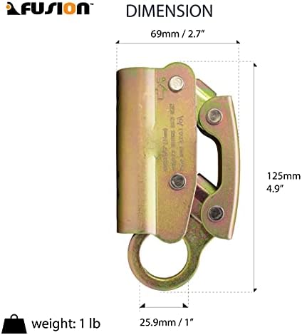 Fusion Climb Dual Rope Grab, Alloy Steel, Safety Protection for Heavy Industry, Roofing, Construction, Fall Protection, Lifeline, Safety Harness, Rope, 25kN