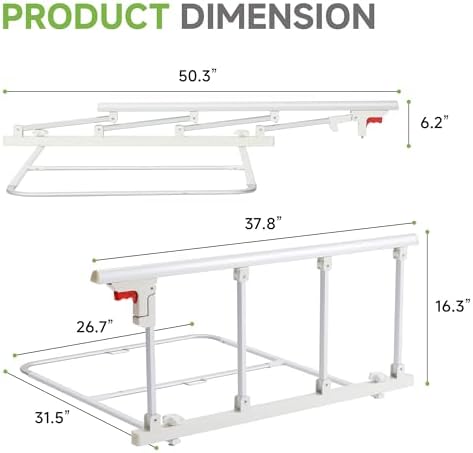 Real Relax Bed Rails for Elderly Adults Safety, Folding Bed Railings for Seniors Fit Full Twin King Queen Size, for Elderly Adults Rail Assist for Seniors Safety Bed, 37.8" x16.3"
