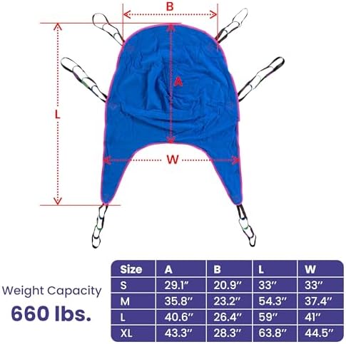 Medacure Divided Leg Patient Lift Sling X Large, Universal Compatibility - Bariatric Polyester Transfer U Sling for Hoyer, ProHeal, Invacare, Drive, and Other Patient Lifters - 43.3" L x 44.5" W