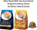Nitto Royal Milk Tea Assortment – Original & Honey Flavor – 16 Sticks Total (8 Each) – Japanese Instant Milk Tea