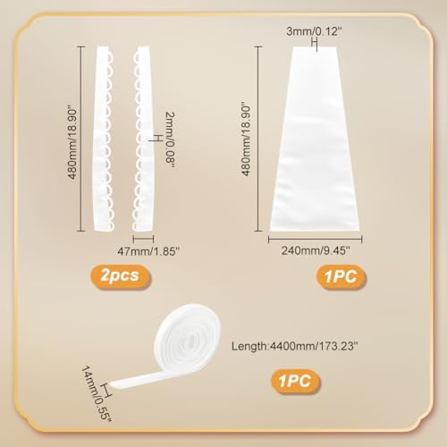 AHANDMAKER Wedding Gown Corset Kit Zipper Replacement, 18.9x9.5 Adjustable Fit Satin Corset Back Kit Lace Up with Lace up Dress Cord Back for Formal Prom Dress, Zipper Extender for Dress(White)