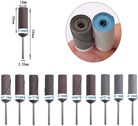 𝐋𝐮𝐨 𝐤𝐞 10 Pcs Mixed Grit Sandpaper Rolls Set,3/32 Inch Shank Abrasive Sanding Sleeve for Rotary Tool