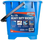 Unger Professional 6 Gallon Heavy Duty Bucket 5-Pack, Large Portable Cleaning Tool with 2 Pour Spouts, Comfort-Grip Handle, Essential Container for Floor, Window, and Household Use