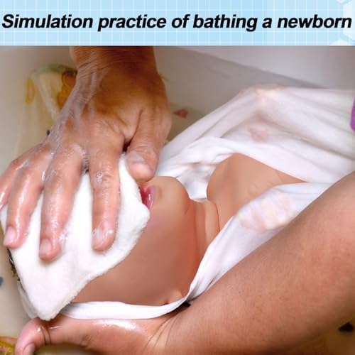 DRXRD Training Manikin Life-Size 20" Newborn Full Body Nursing Manikin 1 Set of Nursing Care Mannequin Includes a Boy and a Girl for Simulated Bathing Breast Feeding
