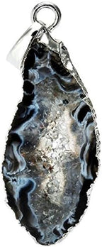 SUNYIK Irregualr Natural Agate Quartz Geode Druzy Pendant Necklaces for Women,Healing Crystal