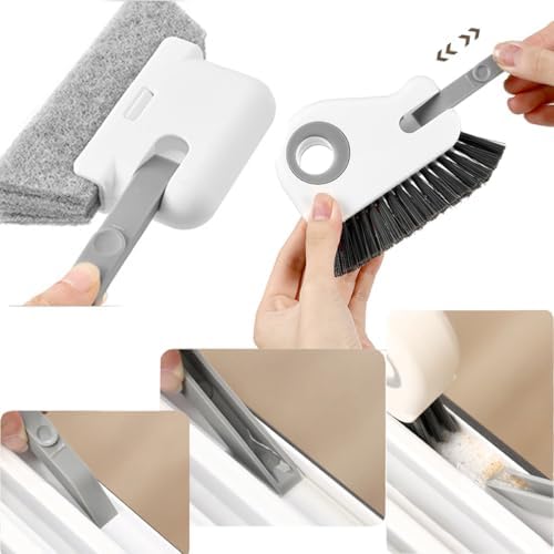 Orange Window Track Cleaning Brush with Hidden Scraper for Sliding Door and Window Tracks