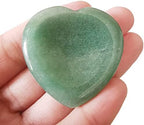 Thumb Worry Stone,Hand Carved Heart Shaped Polished Healing Crystal Stress Relief Pocket Stones, Green Aventurine