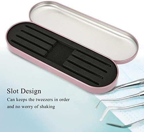 Eyelash Tweezer Case, Portable Tinplate Lash Eyebrow Tweezers Storage Holder Tool Box Makeup Tools Organizer for Women Girls, 6.9 x 2.4inch(Rose Red)