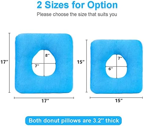 MESINURS Donut Butt Pillow, Anti-Decubitu Pad Bed Cushion, Post-Op Pressure Nursing Pad for Bedridden, Elderly, Disabled, Pregnant (15"x15", Square)