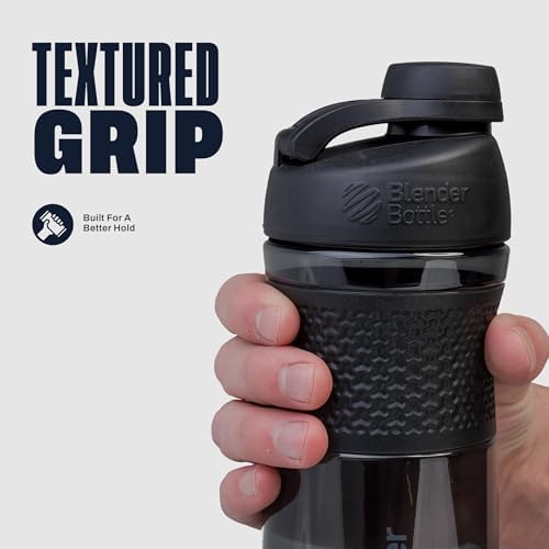 BlenderBottle SportMixer Shaker Bottle Perfect for Protein Shakes and Pre Workout, 28-Ounce, Black