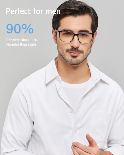 ANRRI Blue Light Blocking Glasses, Anti Eyestrain Lens Lightweight Frame Eyeglasses, Blue, Men/Women