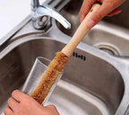 26 cm / 10.2 in Kitchen Bottle Brush, Natural Coconut Fiber Cleaning Brush with Beech Wood Handle, Bendable Scrubber for Glass Bottles, Cups, Thermos, Wine Bottles, Home Use