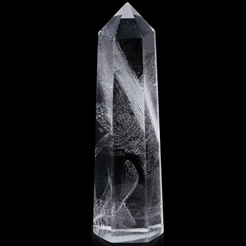 LAIDANLA Clear Quartz Healing Crystals Wands 3.5-4" Polishing Natural Reiki Energy Wand Stone Hexagonal Point Large Crystal Gemstones for Meditation Therapy Crystal Grid Decoration 1Pcs