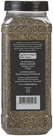 Watkins Gourmet Spice, Organic Ground Black Pepper, Bulk Food Service Size, 15.7 oz (Pack of 1)