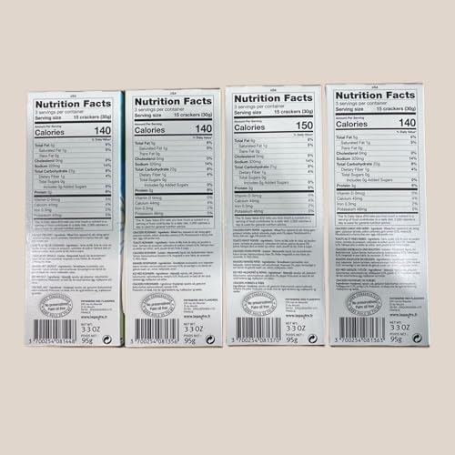 Tresors Crackers Variety Pack - Rosemary Cracked Pepper Sea Salt Garlic Herb Thin Light French Waffle Crisps for Charcuterie Crackers for Cheese & Meat Trays