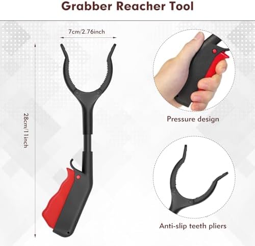 Grabber Reacher Tool, 11" Grabber with Anti-Slip 360° Rotating Jaw, Lightweight Reacher Grabber Pickup Tool for Gripping Various Objects and Picking up Trash Pests Trash