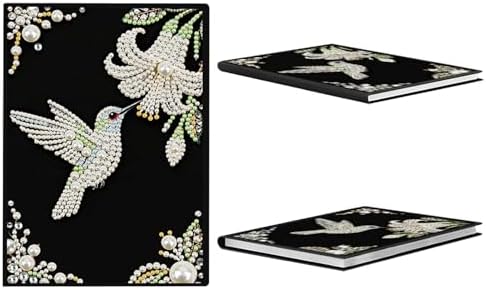 FRANDEK Pearl Painting Notebook Kit, Bird Flower A5 DIY Journal with 50 Blank Pages, Diamond Gem Art Cover With Waterproof Canvas, Beginner Craft Set with Full Tools for Adults