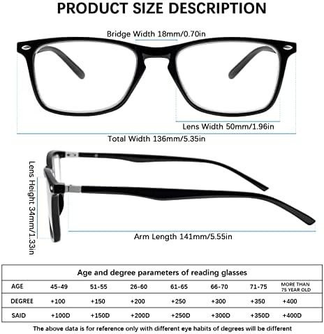 3 Pack Progressive Multifocus Reading Glasses for Men Women Blue Light Blocking Spring Hinges Computer Readers (3 Black,1.50)
