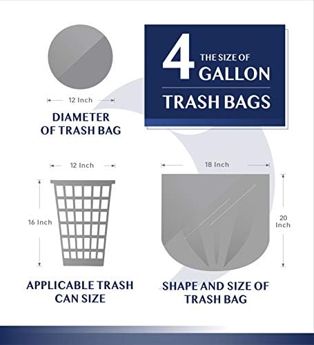 FORID Small Black Trash Bags, 4 Gallon Garbage Bags, 220 Counts Strong Plastic Trash Can Liners 15 Liter for Kitchen Bathroom Office Waste Basket - Durable & Thick Trash Bag