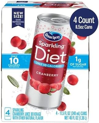 Ocean Spray® Sparkling Diet Cranberry Juice Drink, 11.5 Fl Oz Cans, 4 Count (Pack of 24)