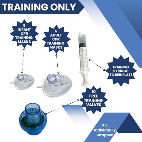 MCR Medical Combo Pack of CPR Training Masks, 5 Adult & 5 Infant with Valves