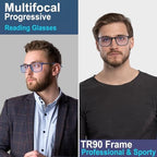 4 Pack Progressive Multifocus Reading Glasses for Men Women TR90 Sports Style Anti-Blue Light Computer Readers