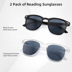 Reader Sunglasses for Men Women 2 Pack Full Lens Tinted Sun Reading Glasses Unisex UV400 Protection Not Bifocal