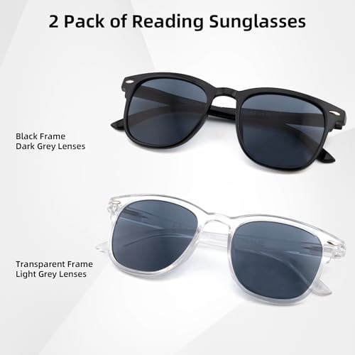 Reader Sunglasses for Men Women 2 Pack Full Lens Tinted Sun Reading Glasses Unisex UV400 Protection Not Bifocal