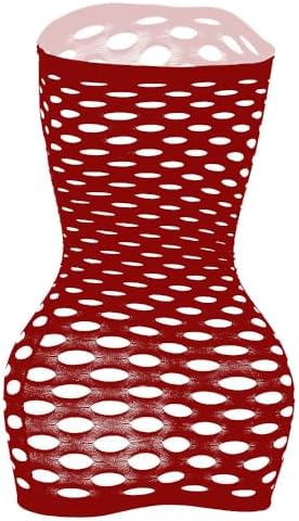 Sexy Womens Strapless Fishnet Lingerie Sleepwear Mini Dress Tube Chemise Bodysuit One Size