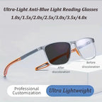 Sports Tr Square Frame Ultra-Light Anti-Blue Light Reading Glasses, Ultra Lightweight Reading Glasses for Men Women (2.5 x,Gray)