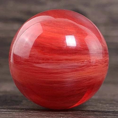 Red Obsidian Ball with Stand, 4 Inch Crystal Ruby Sphere Melting Quartz Gemstone for Feng Shui Divination Home Decoration
