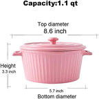 Jomop Casserole Dish with Lid 1.1 Quart Ceramic Casserole Pan for Bakeware Oven Colorful (1, Pink)