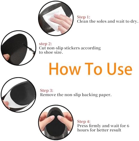 Non Slip Shoe Pads,Shoe Bottom Grip Anti Slip Silica Gel Self Adhesive Anti Slip Sole Protector for Heels (Black 8pcs)
