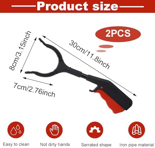 Grabber Tool, 2 Pack Grabber Reacher Tool 11.8 Inch Trash Litter Picker Grabber Stick for Elderly Kids Senior Reacher Claw Rubbish Tong Arm Extension Grabber(Black)
