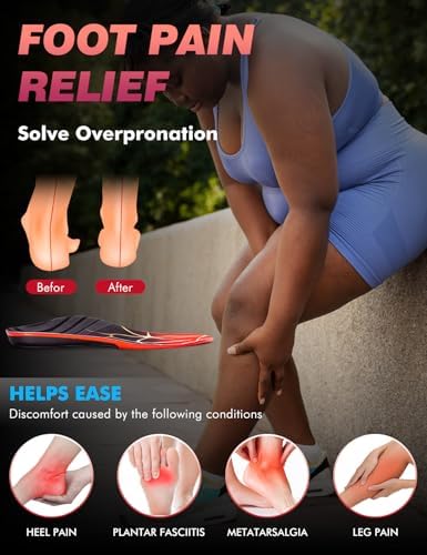 Plantar Fasciitis High Arch Support Insoles: Arch Support Inserts for Men - Work Boot Shoe Inserts for Women-Orthotic Insert for Flat Feet - Absorb Shock(M) 220+ lbs