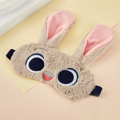Cute Cartoon Eye Masks for Sleep, Soft Plush Animal Blindfold, Funny Travel Eye Cover for Women Girls Home Travel Daily Use (Gray)
