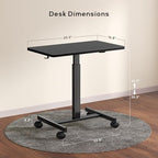 Mobile Standing Desk, Small Teacher Standing Rolling Desk, Portable Laptop Desk with Lockable Wheels, Computer Workstations, Adjustable Height, Black