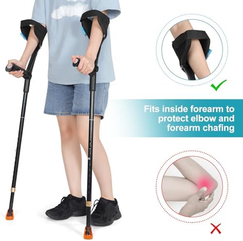 Forearm Crutches Pads(x4 Units), Elastic Crutches Padding for The Elbow, for Open Cuff Crutch, Shock Resistant Increases Walking Comfort Forearm Crutch Pads (Black Kit) Without Crutch