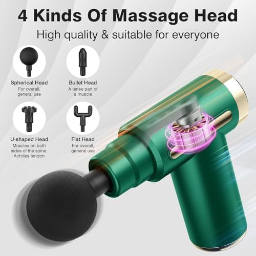 cotsoco Massage Gun Deep Tissue for Pain Relief with 4 Massage Heads & 6 Speeds, Electric Mini Handheld Body Massager for Any Pain Relief, Best Gifts for Men and Mom