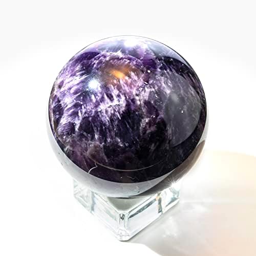 5-6cm/1.96-2.36inch Natural Amethyst Sphere Crystal Ball Hand Polished Decorative Sphere Healing Crystals Ball Healing Stone Crafts Fengshui Home Decoration Collect Gifts (50-60mm, Amethyst)