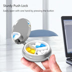 Metal Pill Organizer - 3-Compartment Mini Round Pill Case for Pocket & Purse, Portable Vitamin Holder, Easy-Open Design for Travel - Bright Sunflowers