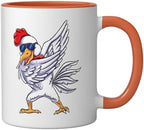Dabbing Chicken Farm Animal Kids Ceramic Mug, Orange/White